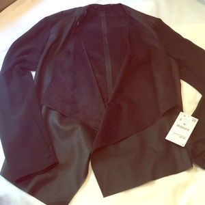 ZARA faux Leather jacket with chiffon sleeves